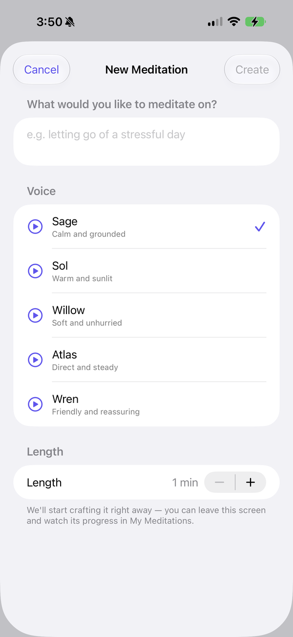 Creating a personalized meditation